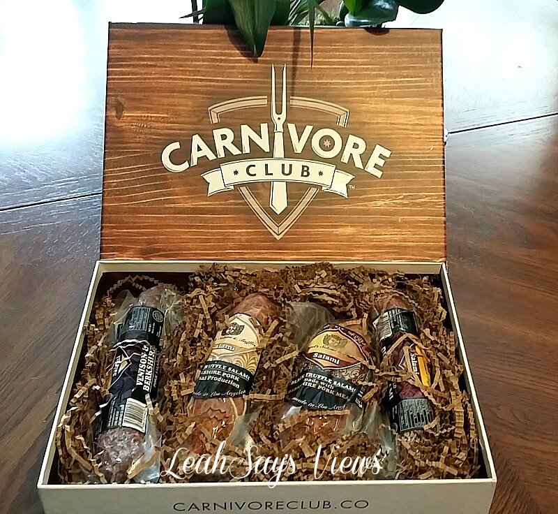 My gift box contained Angel's Salumi, from Angel's Salumi & Truffles which was founded in 2010 by Pascal Besset, a chef hailing from, South of France. Instead of toiling in different meat types, their focus is simple, create the best, most unique salami on the market. #carnivorechief #ad Carnivore Club Meat Salami Bacon Ham Truffles Wine Red Wind White Wine Bruschetta Smoked Meat Cheese Meat Tray Game Day Snacks Beer Ale Pickle Spears Pepper Jack Grapes Tomatoes Mushrooms venison Goose Salami Cashews Nuts LeahSay's Views
