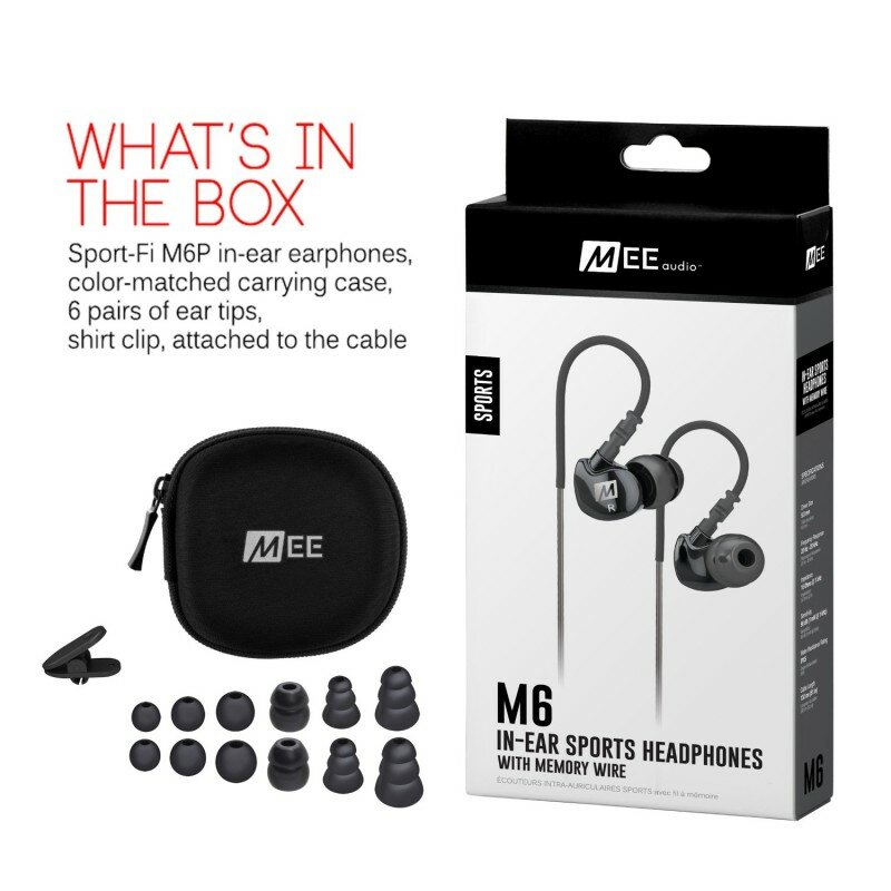 The M6 In-Ear Sports Headphones are designed to fit in the ear securely and comfortably. This is achieved with a patented ergonomic housing design, over-the-ear fit, and memory wire technology. The memory wire is flexible and conforms comfortably to the shape of YOUR ears. #MEEaudio #ad